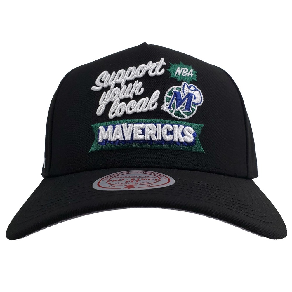 Dallas Mavs Mitchell &‎ Ness NBA Pro Fit Snapback Hat Cap 3D Logo Black NWT